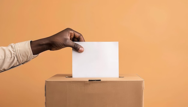 Foto un hombre está votando en una caja.