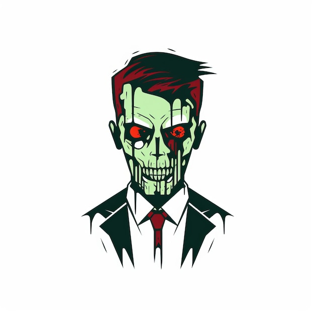 El hombre zombi minimalista en traje Ilustración Uhd Imagen