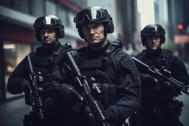 Hombres de las fuerzas especiales con uniformes de camuflaje