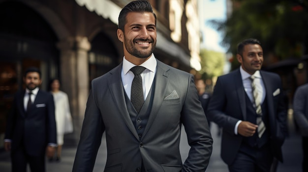 Hombres mexicanos vistiendo traje guapo y sonrisa