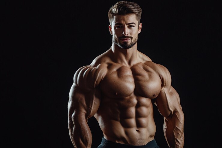 Hombres musculosos y guapos posando para la cámara.