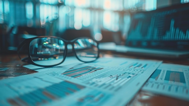 Los hombres de negocios con conocimientos financieros analizan meticulosamente los informes comerciales, gráficos y gráficos financieros para revelar los complejos detalles de los datos económicos con precisión y experiencia.
