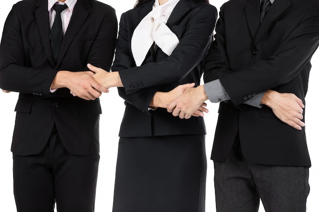 Foto hombres de negocios dándose la mano, terminando una reunión