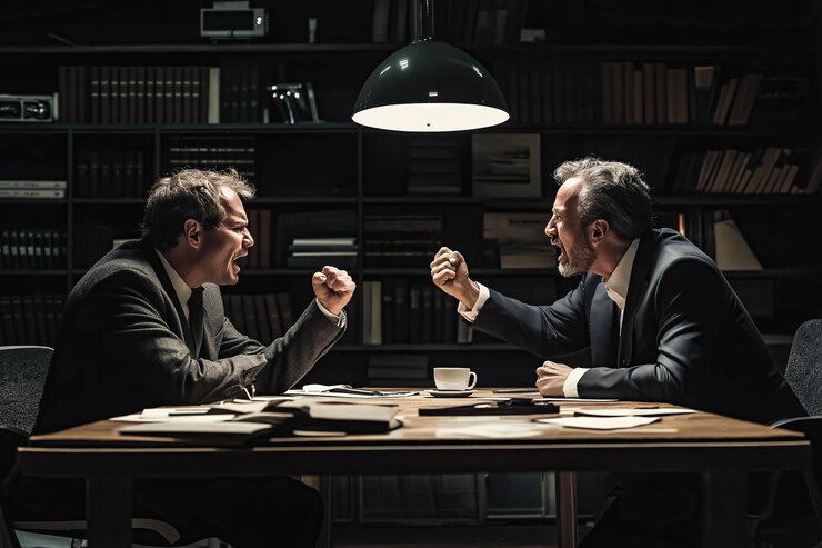 Los hombres de negocios discuten apasionadamente en una acalorada discusión AI generativa