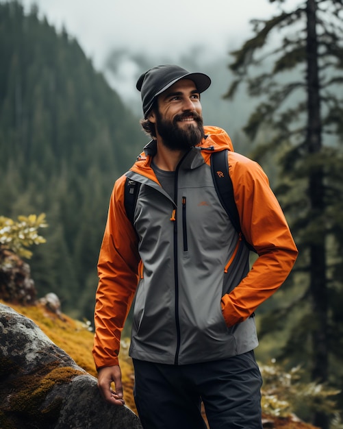 hombres que llevan una chaqueta de senderismo ligera funcional elegante