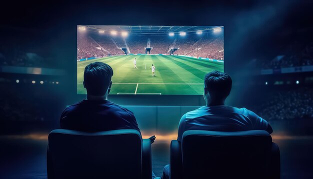 Foto hombres viendo el partido en la televisión