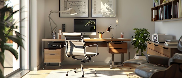 Home Office Bliss ilustrando la oficina perfecta en el hogar