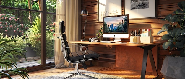 Home Office Bliss ilustrando la oficina perfecta en el hogar