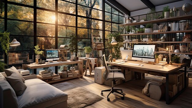 Home Office Interior Photo Real Estate Design Generativo AI