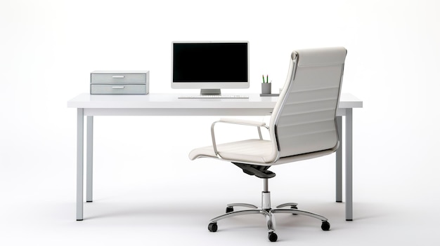 Home-Office-Schreibtisch mit weißem Hintergrund