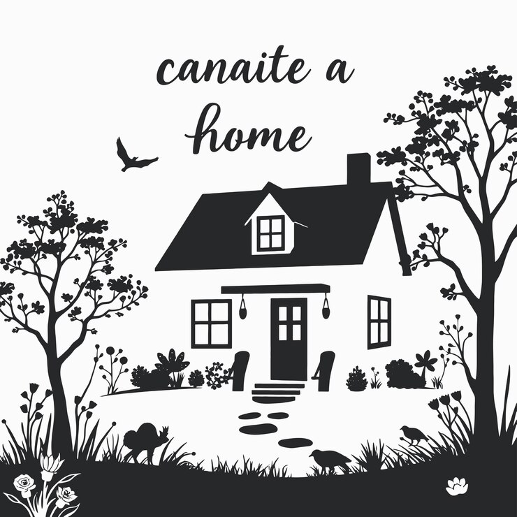 Foto home with nature vektorkunst und illustration home with nature schwarze silhouette-vektorkunst ein