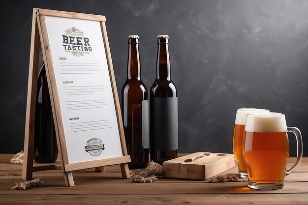 Homebrewing Beer Tasting Notes Señalización Mockup con espacio blanco en blanco para colocar su diseño