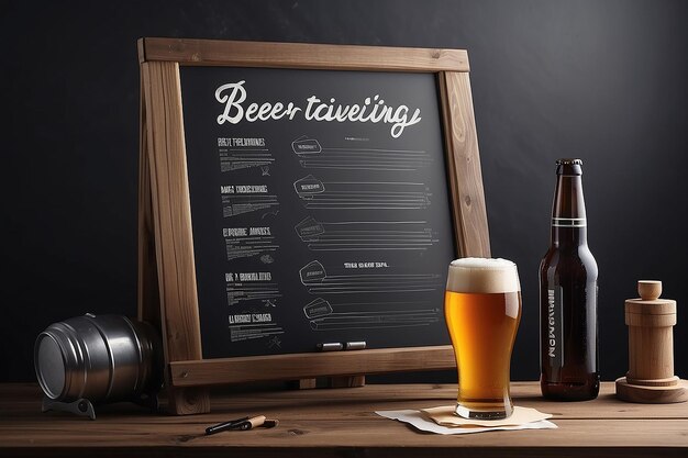 Homebrewing Beer Tasting Notes Señalización Mockup con espacio blanco en blanco para colocar su diseño