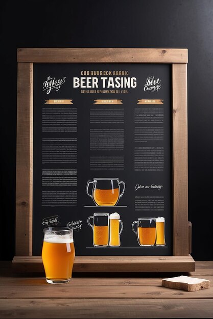 Homebrewing Beer Tasting Notes Señalización Mockup con espacio blanco en blanco para colocar su diseño