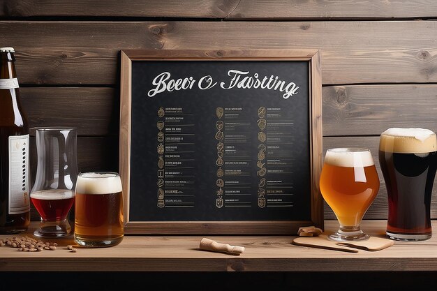 Homebrewing Beer Tasting Notes Señalización Mockup con espacio blanco en blanco para colocar su diseño