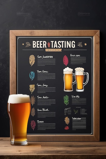 Foto homebrewing beer tasting notes señalización mockup con espacio blanco en blanco para colocar su diseño