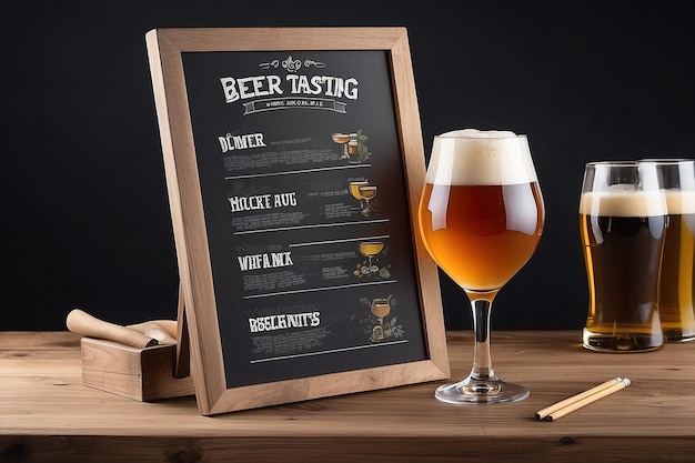 Homebrewing Bier Tasting Notes Signage Mockup mit leerem weißen leeren Raum für die Platzierung Ihres Designs