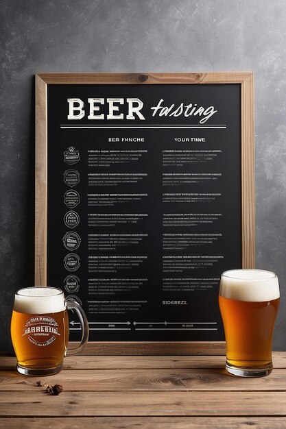 Homebrewing Bier Tasting Notes Signage Mockup mit leerem weißen leeren Raum für die Platzierung Ihres Designs