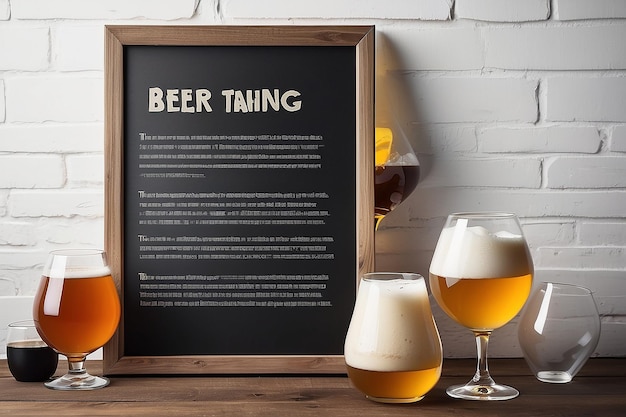 Homebrewing Bier Tasting Notes Signage Mockup mit leerem weißen leeren Raum für die Platzierung Ihres Designs