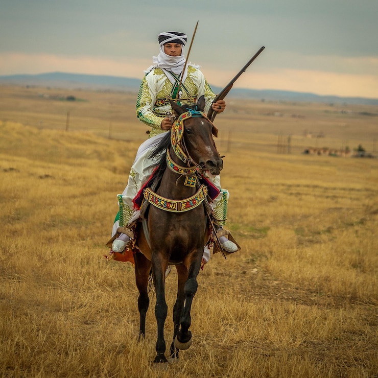 Foto homem a cavalo no campo