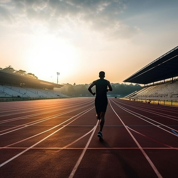 Homem a correr numa pista.