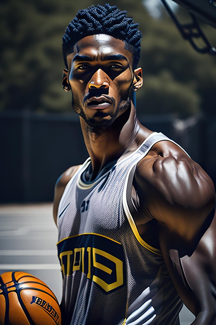 Foto homem a jogar basquetebol inteligência artificial generativa