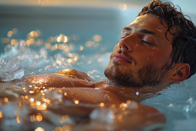 Homem a nadar numa piscina de água