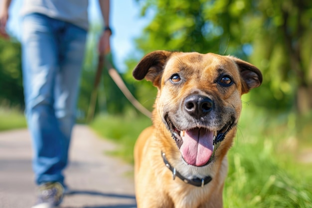 Homem a passear um cão