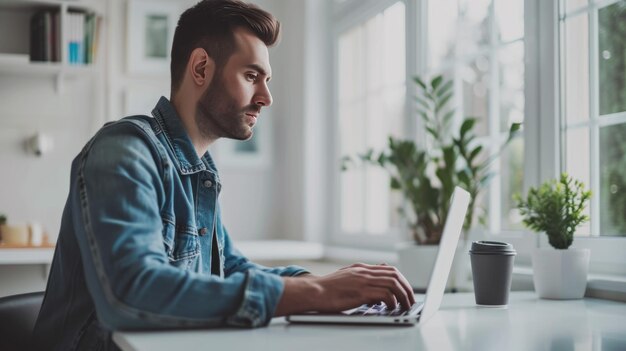 Foto homem a trabalhar no escritório.