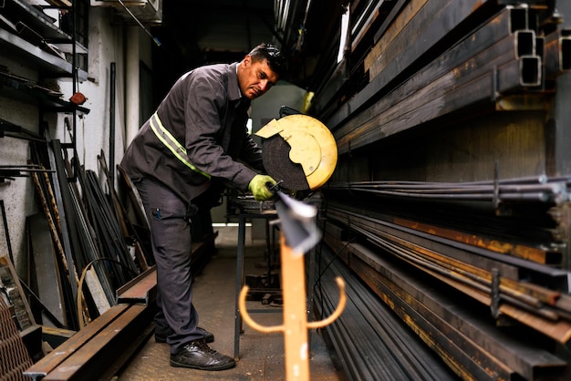 Foto homem a trabalhar numa fábrica