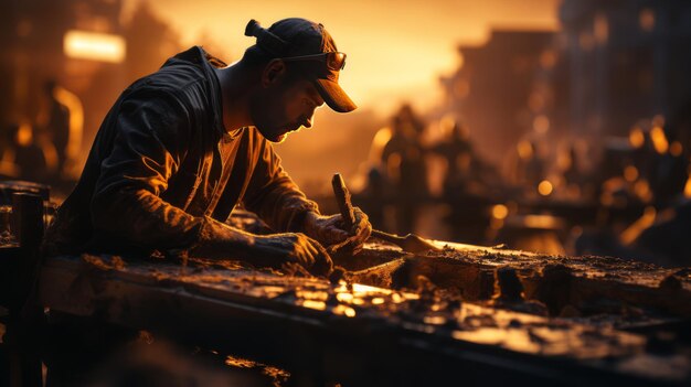 Homem adulto latino com ferramentas trabalhando na indústria da construção