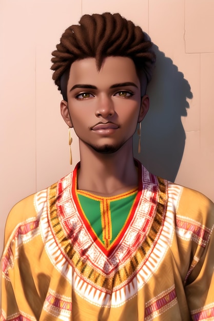 Homem africano bonito vestindo dashiki