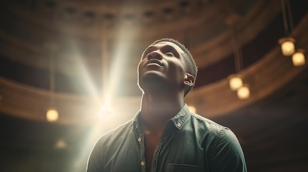 Foto homem africano espiritual oração para o céu