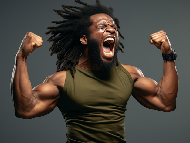 Homem africano postura dinâmica emocional