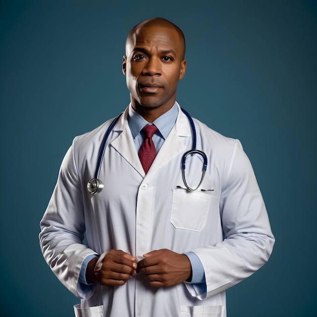 Homem afro-americano atraente, médico.
