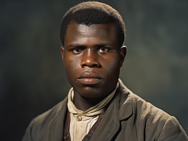 Homem afro-americano do início dos anos 1900, foto antiga colorida