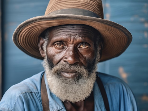 Homem afro-americano do início dos anos 1900, foto antiga colorida