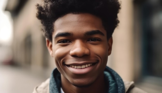 Homem afro-americano sorridente olhando para a câmera