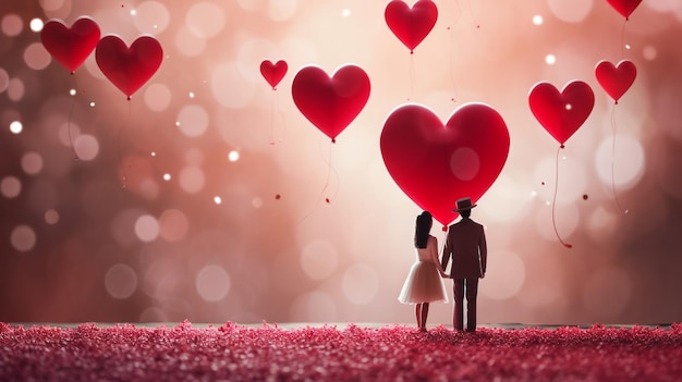 Homem ajoelhado para uma mulher casada sob um desenho vetorial de árvore em forma de coração para o Dia dos Namorados