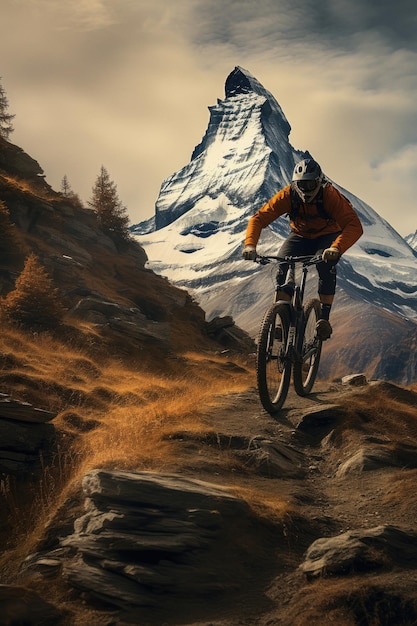 homem andando de bicicleta por uma estrada de terra