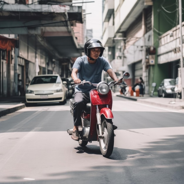 Homem árabe anda de moto cruiser na Arábia Saudita KSA