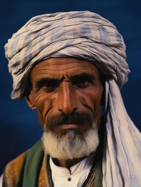 Homem árabe do início dos anos 1900, foto antiga colorida