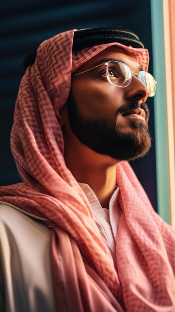 Foto homem árabe usando óculos