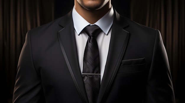 homem arafiado de terno e gravata posando para uma foto IA generativa