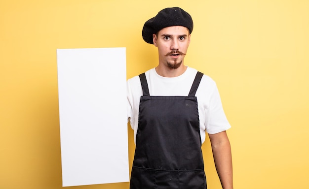 Foto homem artista parecendo muito chocado ou surpreso. copie o conceito de espaço