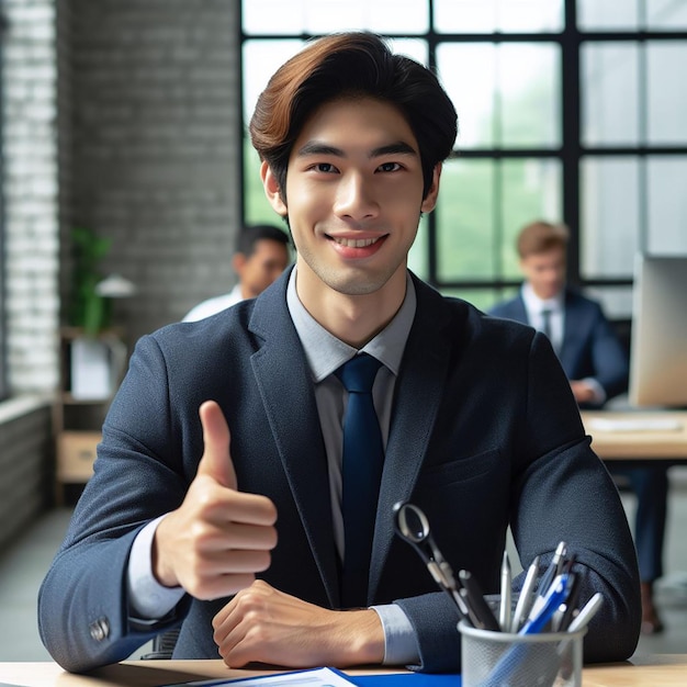 homem asiático entorno laboral