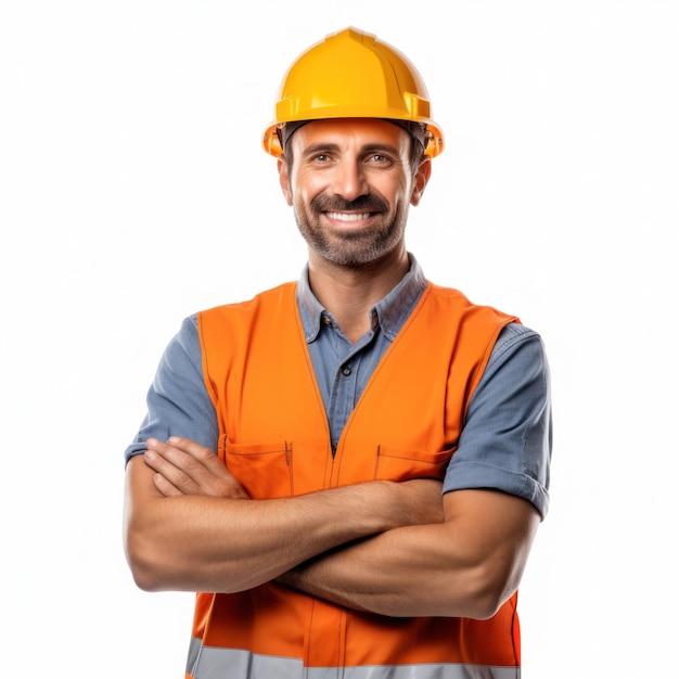 Foto homem atraente no capacete de construção