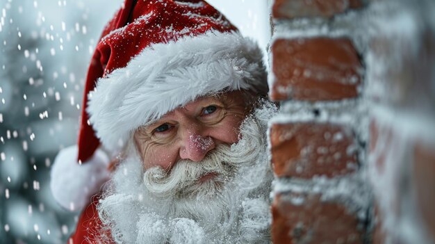 Homem barbudo com chapéu de Papai Noel