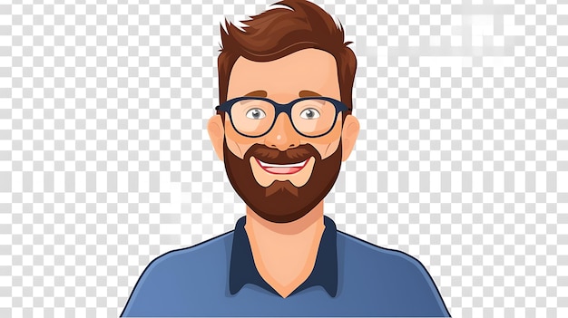 Homem barbudo com óculos Ilustração vetorial de um homem sorridente feliz com barba e óculos
