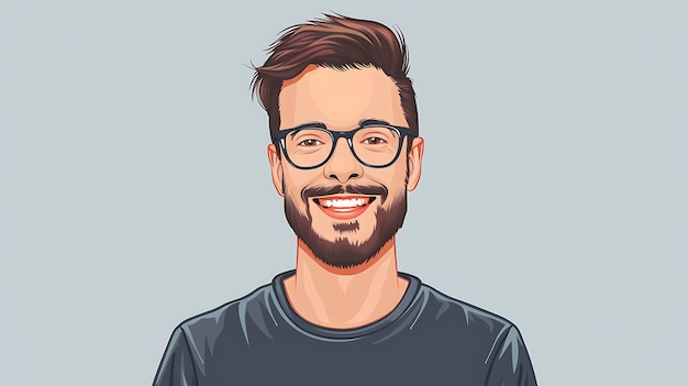 Homem barbudo com óculos Ilustração vetorial